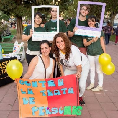 A group of teenagers help with campaigning against human trafficking on Projects Abroad's Human Rights internship in Argentina A human trafficking awareness campaign during our Human Rights internship for high school students in Argentina